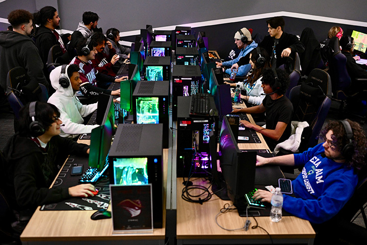 E-Sports Athletes at Computers
