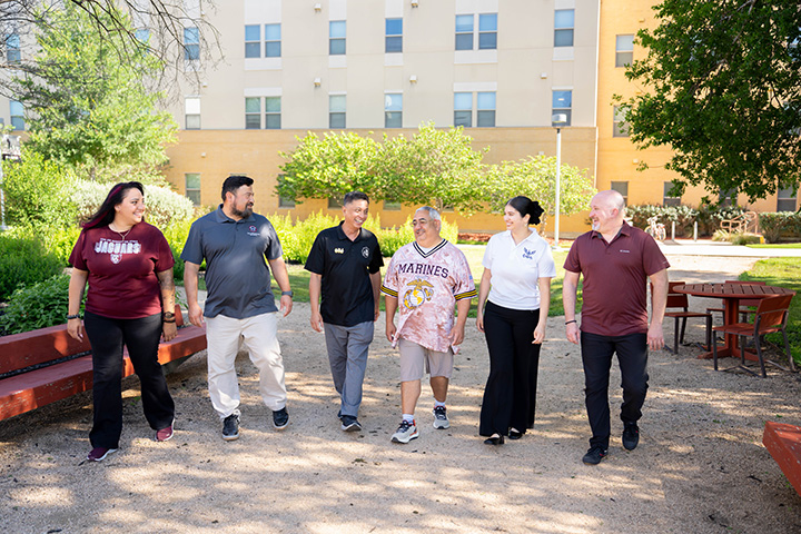 Military Affairs Staff Walking on Campus