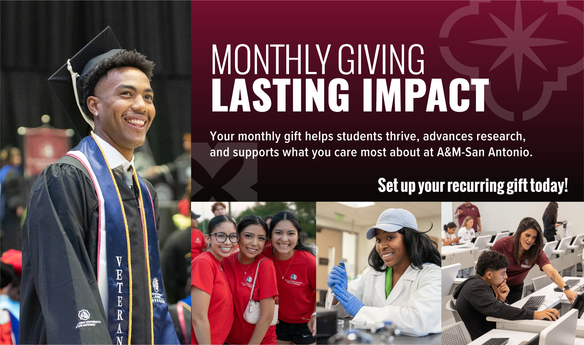 Monthly Giving, Lasting Impact: Your monthly gift helps students thrive. Set up your recurring gift today!